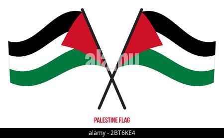 Palestina bandiera sventola illustrazione vettoriale su sfondo bianco. Palestina bandiera nazionale. Illustrazione Vettoriale