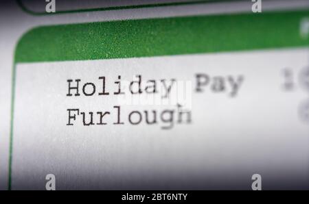 Dipendente Furlough pay Slip, maggio 2020 Foto Stock