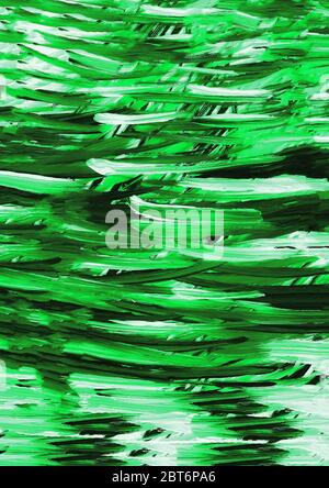 Tratti monocromatici di colore verde scuro. Tessuto gouache fatto a mano. Elemento per la progettazione. Foto Stock