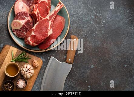 Tagli di carne assortiti Foto Stock
