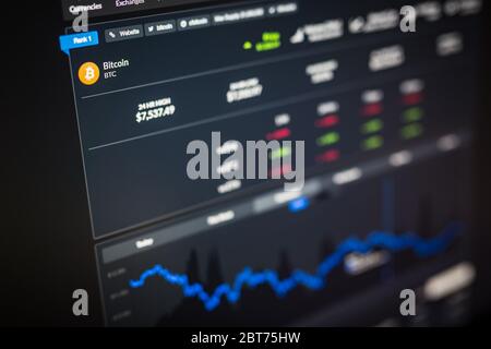 Mercato della criptovaluta. Bitcoin, Ethereum, Litecoin, Riple. Una criptovaluta è una valuta digitale o virtuale. Concetto di commercio e di mercato Foto Stock