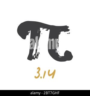 Il simbolo pi disegnati a mano, icona Grunge calligrafica segno matematico, illustrazione vettoriale. Illustrazione Vettoriale