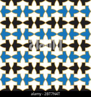 Schema del palazzo dell'Alhambra. Modello geometrico islamico tradizionale. Mosaico arabo Illustrazione Vettoriale