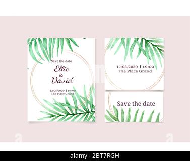 Salvare il vettore data invito matrimonio scheda mockup Illustrazione Vettoriale