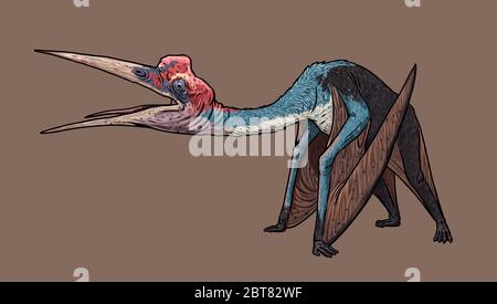 Pterosauro preistorico - Quetzalcoatlus. Rettili volanti del periodo jurassic. Foto Stock