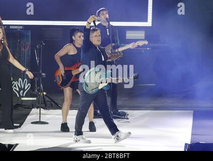 Alejandro Sanz durante il suo ultimo concerto del suo tour in Spagna tenutosi a Santiago de Compostela sabato 6 luglio 2019 Foto Stock