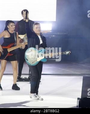 Alejandro Sanz durante il suo ultimo concerto del suo tour in Spagna tenutosi a Santiago de Compostela sabato 6 luglio 2019 Foto Stock
