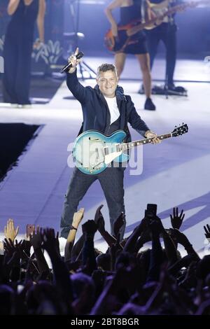 Alejandro Sanz durante il suo ultimo concerto del suo tour in Spagna tenutosi a Santiago de Compostela sabato 6 luglio 2019 Foto Stock