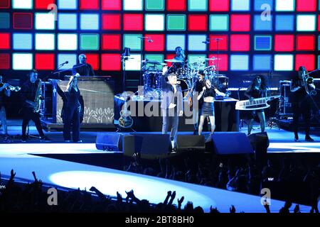 Alejandro Sanz durante il suo ultimo concerto del suo tour in Spagna tenutosi a Santiago de Compostela sabato 6 luglio 2019 Foto Stock