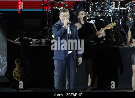 Alejandro Sanz durante il suo ultimo concerto del suo tour in Spagna tenutosi a Santiago de Compostela sabato 6 luglio 2019 Foto Stock