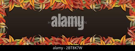 Vendita autunnale di sfondo layout, decorare con foglie di autunno. Poster e il telaio pieghevole o banner web. Template vettoriale. Illustrazione Vettoriale