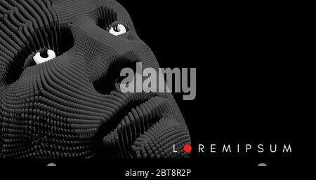 La maschera. Intelligenza artificiale. Mascheramento sociale anonimo. Scansione dei volti. Può essere utilizzato per avatar, scienza o tecnologia. Cyber crime e cyber secur Illustrazione Vettoriale