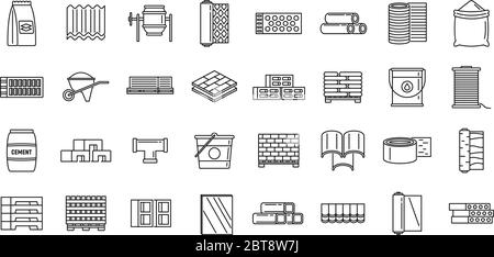 Set di icone moderne per materiali da costruzione. Insieme di strutture moderne materiali da costruzione icone vettoriali per il web design isolato su sfondo bianco Illustrazione Vettoriale