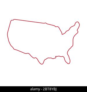 Vettore di contorno della mappa degli Stati Uniti semplice Illustrazione Vettoriale