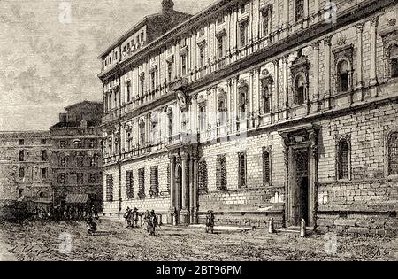 Palazzo della Cancelleria, Roma. Italia, Europa. Viaggio a Roma di Francis Wey 19 ° secolo Foto Stock