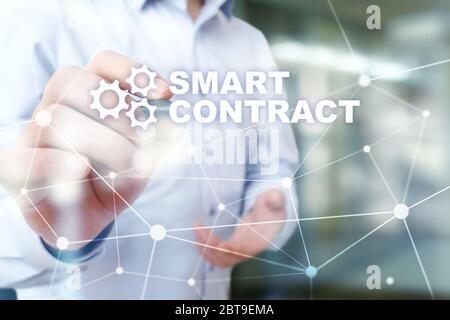 Contratto Smart, blockchain nella moderna tecnologia aziendale Foto Stock