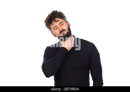 Giovane uomo nero isolato su sfondo bianco Foto Stock