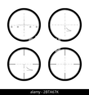 Set di oscilloscopi a pistola per cecchini. Concentrarsi sul target. Binoculare con scala di misurazione. Illustrazione vettoriale Illustrazione Vettoriale