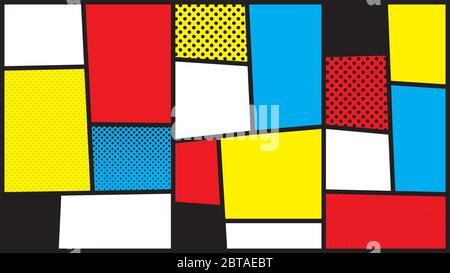 Il neoplasticismo (Piat Mondrian) imitazione in stile Pop Art (punteggiato). Texture di sfondo di grandi dimensioni. Foto Stock