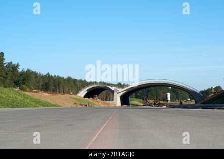 Costruzione dell'autostrada A14 con un ponte verde per gli animali a nord del villaggio di Dolle Foto Stock