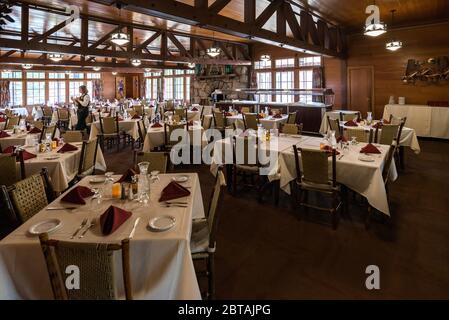 Sala da pranzo del Bryce Canyon National Park Lodge, Utah, USA Foto Stock