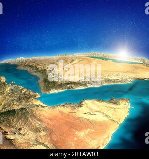 Africa orientale e Arabia Saudita sfondo. Elementi di questa immagine forniti dalla NASA. rendering 3d Foto Stock