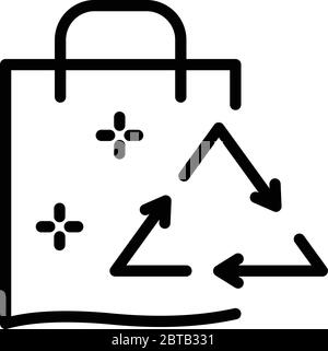 Eco borsa icona, stile contorno Illustrazione Vettoriale