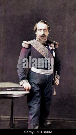 1862 ca., FRANCIA: L'imperatore francese NAPOLEONE III ( 1808 - 1873 , figlio di Luigi BONAPARTE e Ortensia Beauharnais ). Ritratto di Pierre Louis Pierson ( 1822 - 1913 ) , Parigi, COLORIZZATO DIGITALMENTE . - REALI - Royalty - nobili - nobiltà - Napoleone III - imperatore - baffi - baffi - baffi - baffi - baffi - barba - barba - barba - RISORGIMENTO - medaglie - medaglie - uniforme militare - divisa uniforme militare --- Archivio GBB Foto Stock