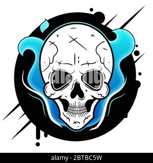 Icona del vettore cranio adatta per la stampa di biglietti d'auguri, poster o magliette. Illustrazione Vettoriale