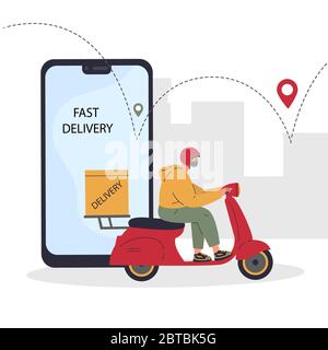Concetto di servizio di consegna online veloce Illustrazione Vettoriale