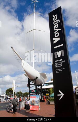 Yacht Voyager al Museo Marittimo Nazionale, Auckland, Isola del Nord, Nuova Zelanda Foto Stock