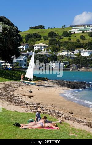 Duders Beach presso la riserva storica North Head, il quartiere Devonport, Auckland, l'Isola del Nord, la Nuova Zelanda Foto Stock