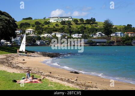 Duders Beach presso la riserva storica North Head, il quartiere Devonport, Auckland, l'Isola del Nord, la Nuova Zelanda Foto Stock