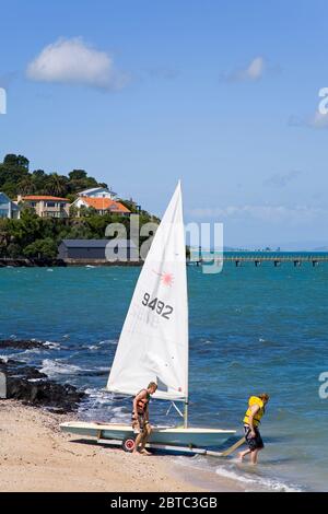 Duders Beach presso la riserva storica North Head, il quartiere Devonport, Auckland, l'Isola del Nord, la Nuova Zelanda Foto Stock