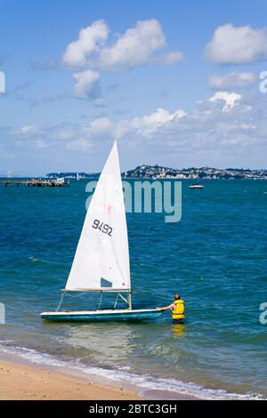 Duders Beach presso la riserva storica North Head, il quartiere Devonport, Auckland, l'Isola del Nord, la Nuova Zelanda Foto Stock