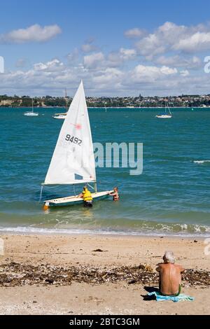 Duders Beach presso la riserva storica North Head, il quartiere Devonport, Auckland, l'Isola del Nord, la Nuova Zelanda Foto Stock