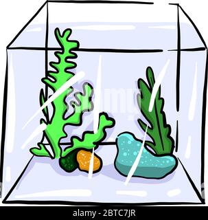 Acquario senza acqua , illustrazione, vettore su sfondo bianco Illustrazione Vettoriale