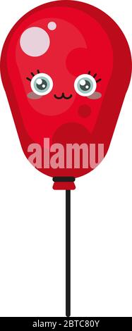 Palloncino rosso felice , illustrazione, vettore su sfondo bianco Illustrazione Vettoriale