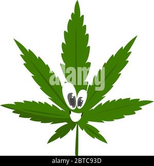 Cannabis felice , illustrazione, vettore su sfondo bianco Illustrazione Vettoriale