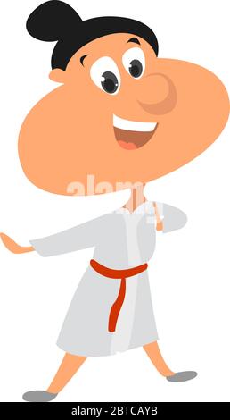 Ragazza di Karate , illustrazione, vettore su sfondo bianco Illustrazione Vettoriale