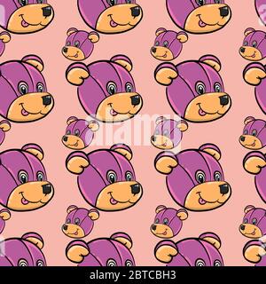 Motivo dell'orso viola , illustrazione, vettore su sfondo bianco Illustrazione Vettoriale