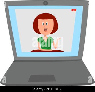 Webinar su laptop , illustrazione, vettore su sfondo bianco Illustrazione Vettoriale