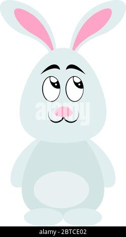 Bianco simpatico coniglietto, illustrazione, vettore su sfondo bianco Illustrazione Vettoriale