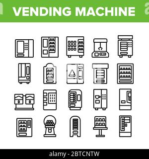 Distributore automatico Vendita icone di servizio Set Vector Illustrazione Vettoriale