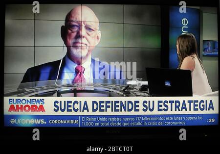 Hans Dahlgren, svezia difende la sua strategia, notizie sulla TV EURO NEWS, Covis Foto Stock