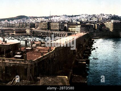 Il porto dal faro, Algeri, Algeria ca. 1899 Foto Stock