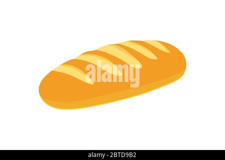 Icona pane cartone animato su bianco Illustrazione Vettoriale