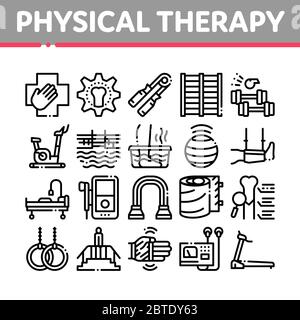 Icone di terapia fisica e recupero Imposta vettore Illustrazione Vettoriale