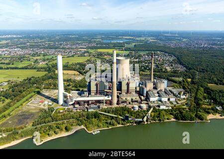 Ex centrale a carbone Kraftwerk Voerde sul fiume Reno, 06.09.2019, Luftbild, Germania, Nord Reno-Westfalia, Ruhr Area, Voerde Foto Stock