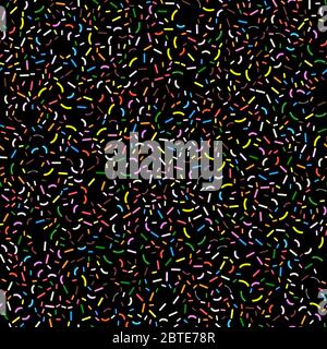 Illustrazione vettoriale senza giunture con confetti multicolore in nero Illustrazione Vettoriale
